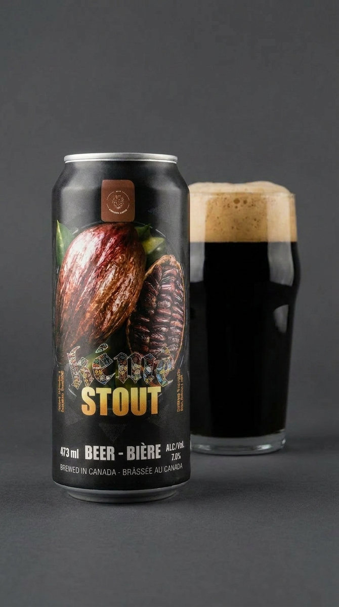 Canette Kémè Stout — stout artisanale au cacao rouge du Cameroun